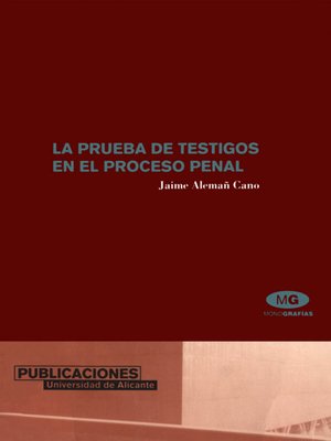 cover image of La prueba de testigos en el proceso penal
